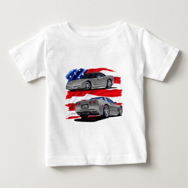 Corvette grå färgbil 1999-04 tee shirt (Framsida)