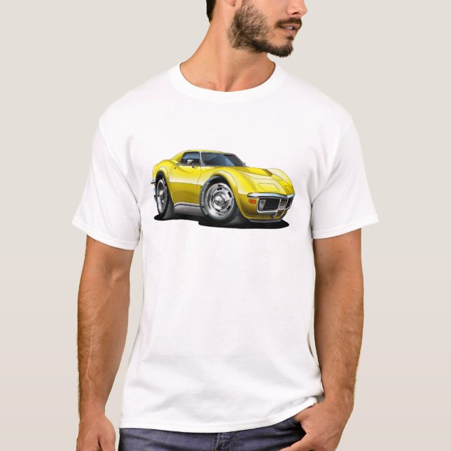 Corvette gul bil 1968-72 tee (Framsida)