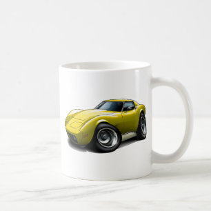 Corvette gul bil 1973-76 kaffemugg