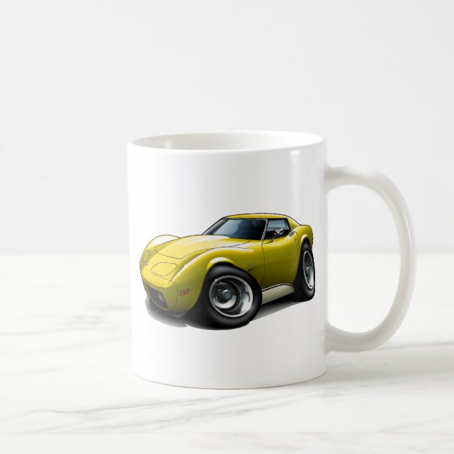Corvette gul bil 1973-76 kaffemugg (Höger)