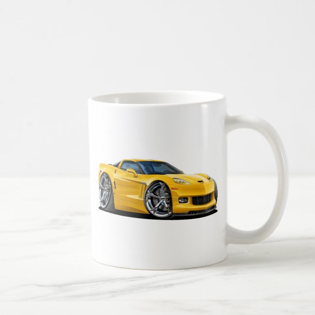 Corvette gul bil 2010-12 kaffemugg (Höger)