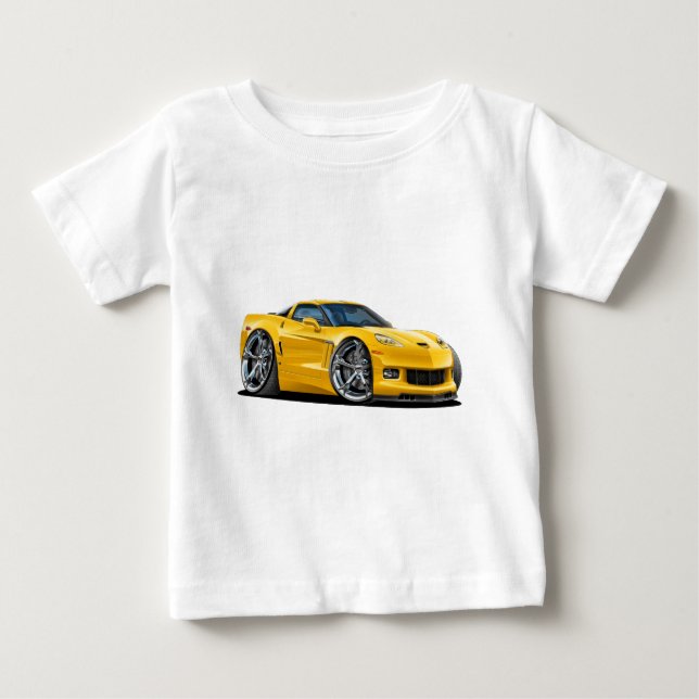 Corvette gul bil 2010-12 t-shirt (Framsida)