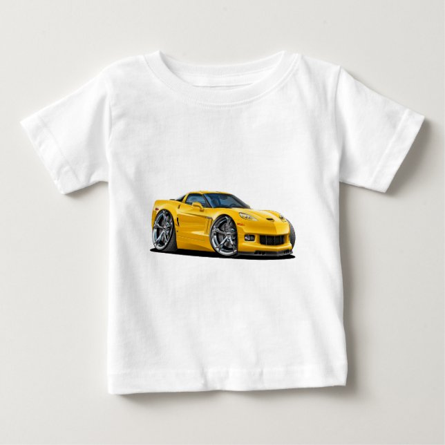 Corvette gul bil 2010-12 tee (Framsida)