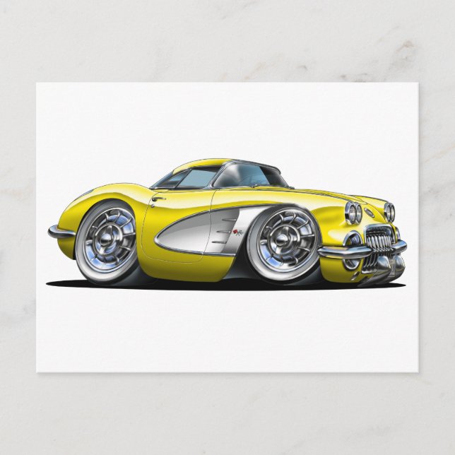 Corvette Gult Car Vykort (Framsida)