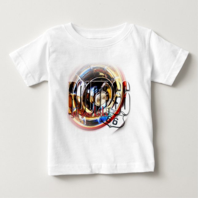 Corvette Hubcap - rutt 66 T Shirt (Framsida)