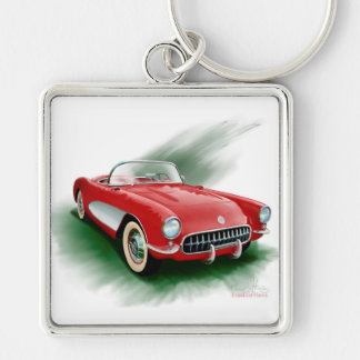 Corvette keychain fyrkantig silverfärgad nyckelring