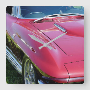 Corvette Retro Man Cave Fyrkantig Klocka