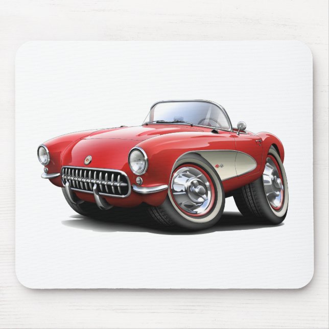 Corvette röd bil 1956-57 musmatta (Framsidan)