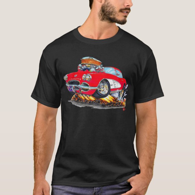 Corvette röd bil 1961 tee shirt (Framsida)
