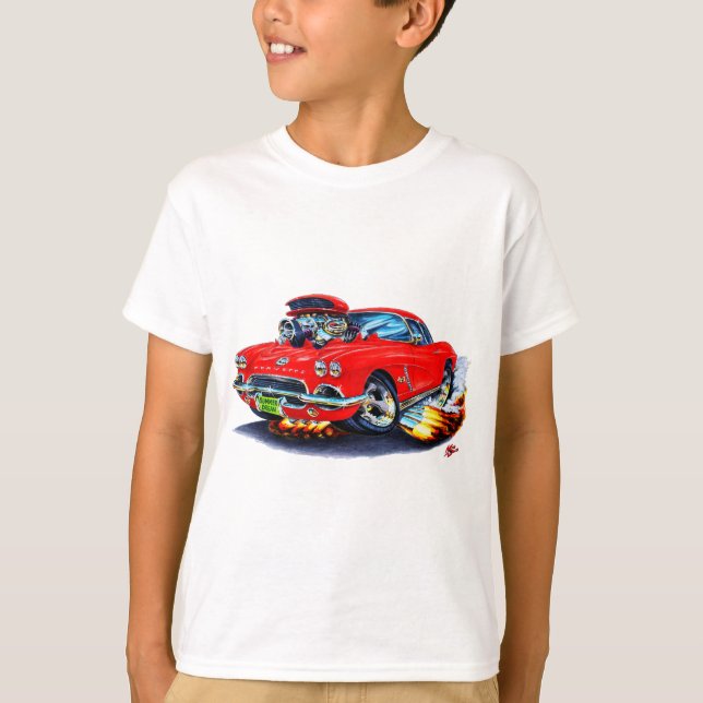Corvette röd bil 1962 tee shirt (Framsida)