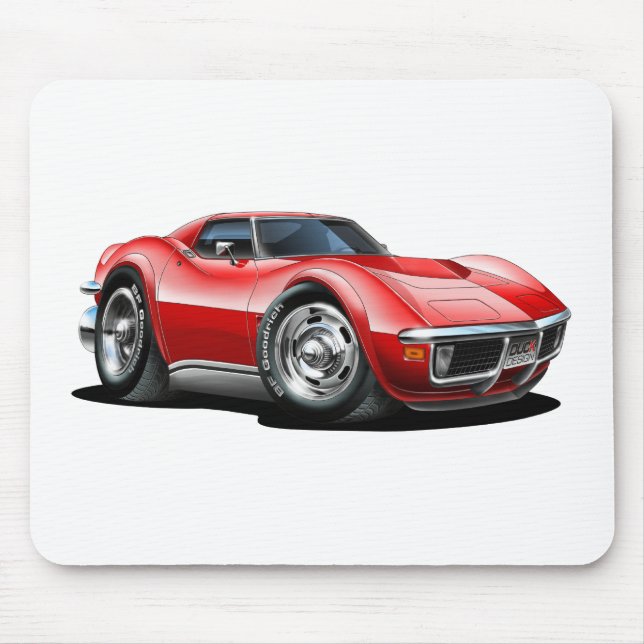 Corvette röd bil 1968-72 musmatta (Framsidan)