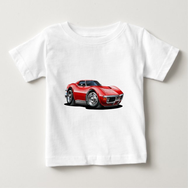 Corvette röd bil 1968-72 t-shirt (Framsida)