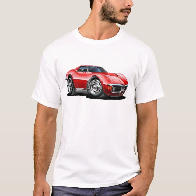 Corvette röd bil 1968-72 tee shirt (Framsida)