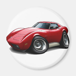 Corvette röd bil 1973-76 magnet