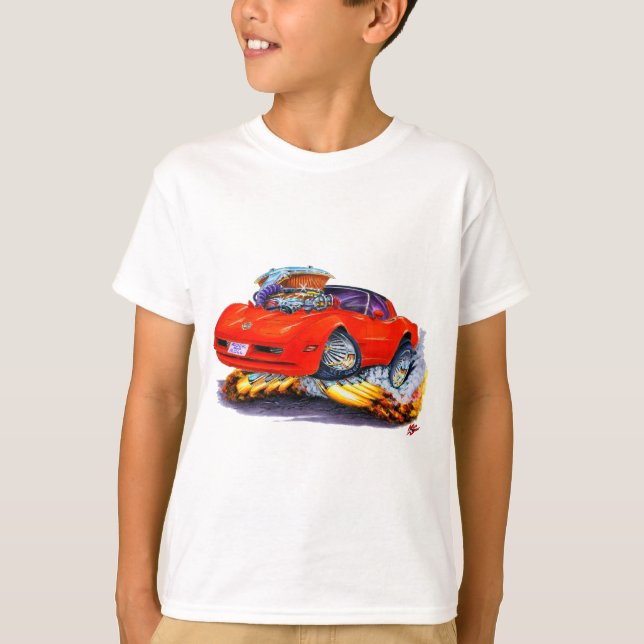 Corvette röd bil 1980-82 tee shirt (Framsida)