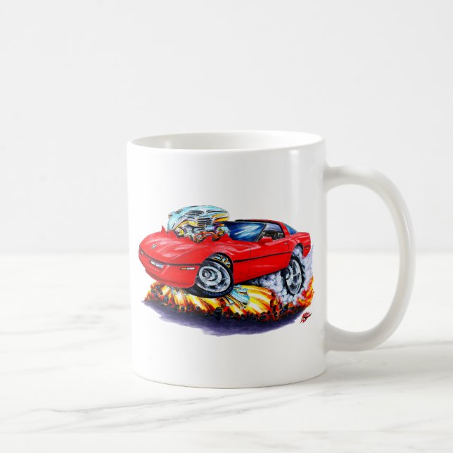Corvette röd bil 1984-93 kaffemugg (Höger)