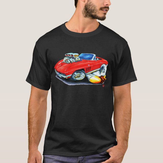 Corvette röd cabriolet 1965 t shirt (Framsida)