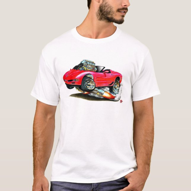 Corvette röd cabriolet 1998-2004 tee (Framsida)