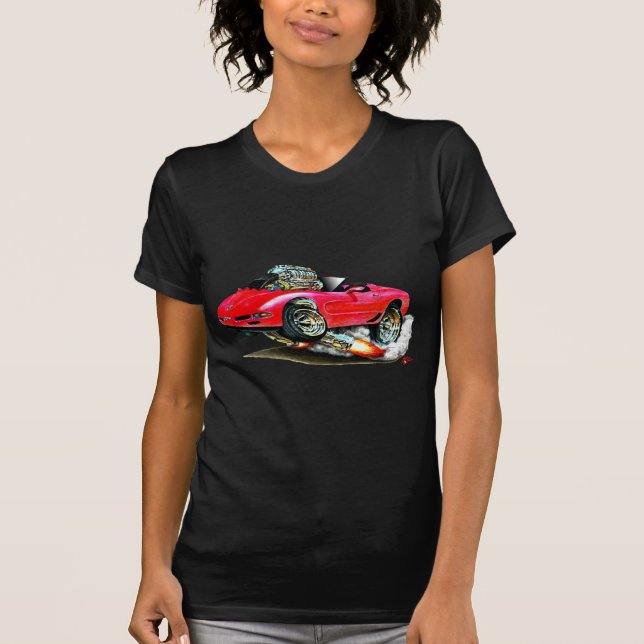 Corvette röd cabriolet 1998-2004 tee shirt (Framsida)