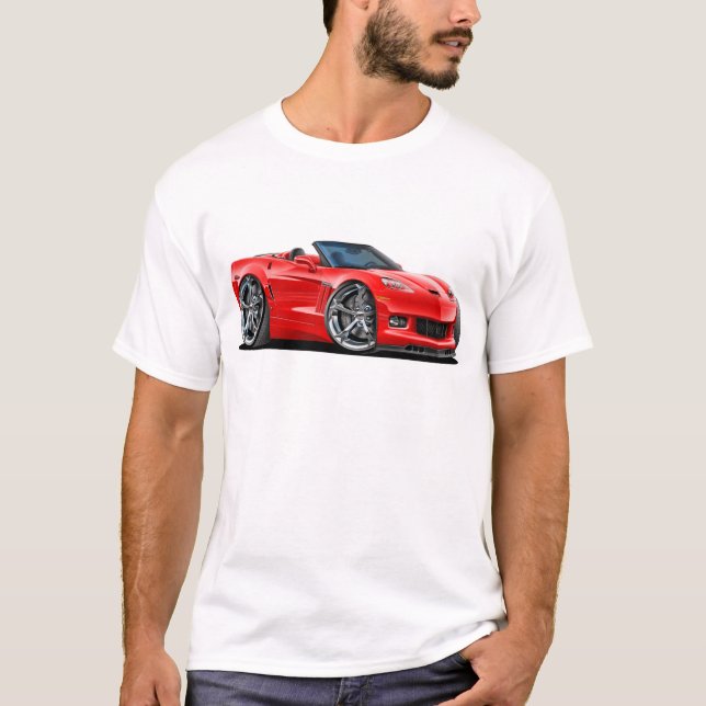 Corvette röd cabriolet 2010-12 t-shirt (Framsida)