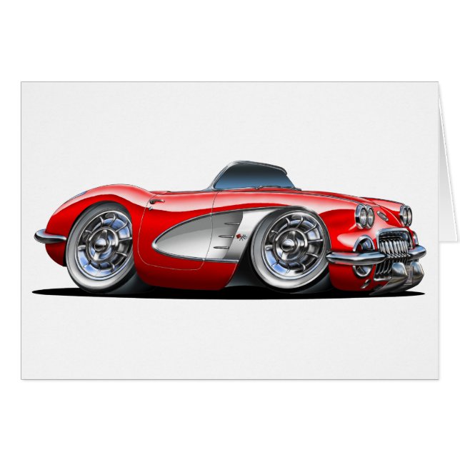 Corvette röd cabriolet hälsningskort (Framsidan Horizontal)