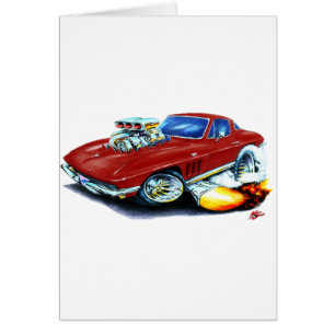 Corvette rödbrun bil 1965 hälsningskort