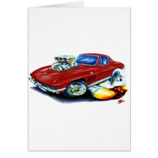 Corvette rödbrun bil 1965 hälsningskort