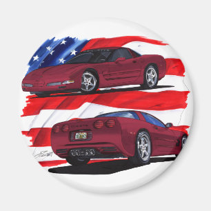 Corvette rödbrun bil 1999-04 magnet