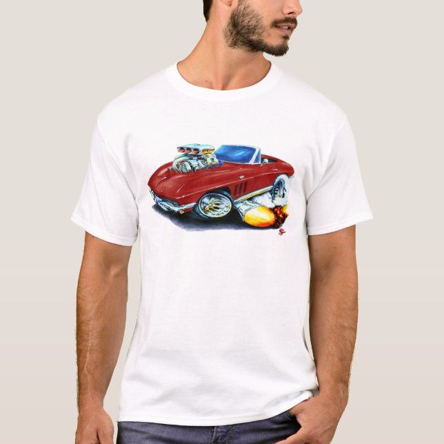 Corvette rödbrun cabriolet 1965 tee (Framsida)