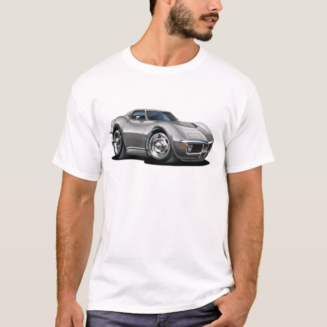Corvette silverbil 1968-72 tee shirt (Framsida)