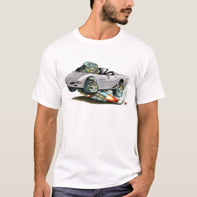 Corvette silvercabriolet 1998-2004 t-shirt (Framsida)