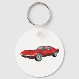 Corvette sportbil 1970: Rött fullföljande Nyckelring
