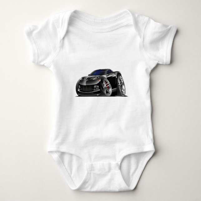 Corvette svart bil 2005-09 t shirt (Framsida)