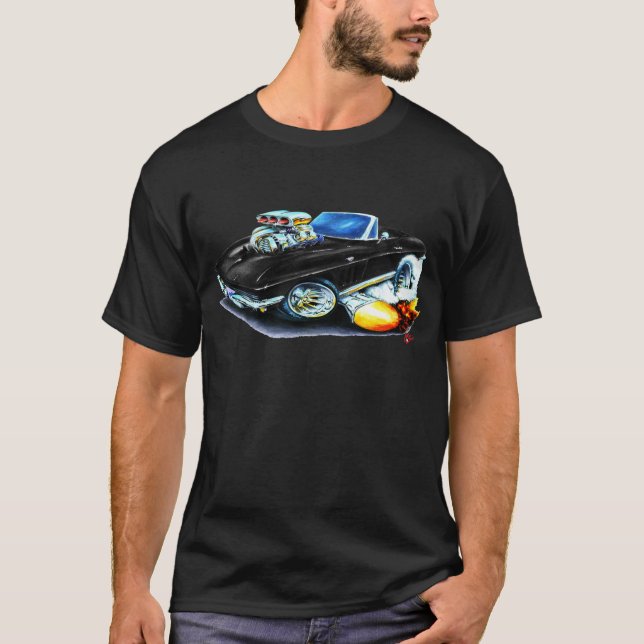 Corvette svart cabriolet 1965 tee (Framsida)