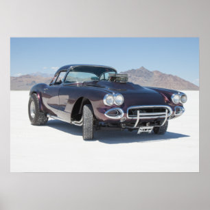 corvette tävlingbil 1958 på de salt lägenhetern poster