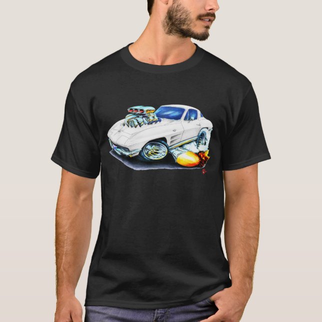 Corvette vitbil 1963-64 t-shirt (Framsida)