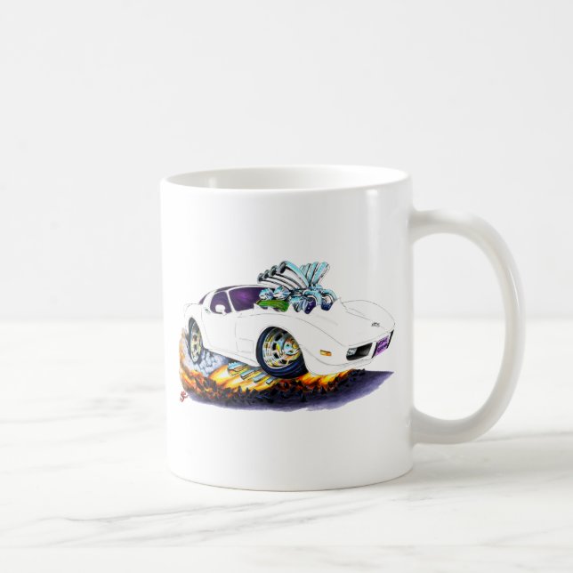 Corvette vitbil 1977-79 kaffemugg (Höger)