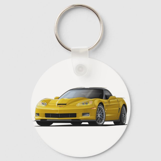 Corvette ZR1 Gult Car Nyckelring (Framsida)