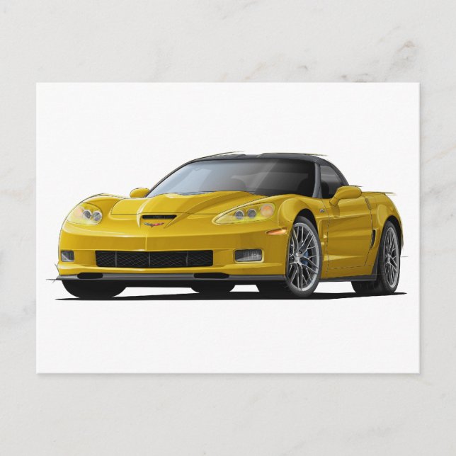 Corvette ZR1 Gult Car Vykort (Framsida)