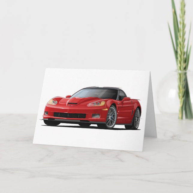 Corvette ZR1 röd bil Kort (Framsida)