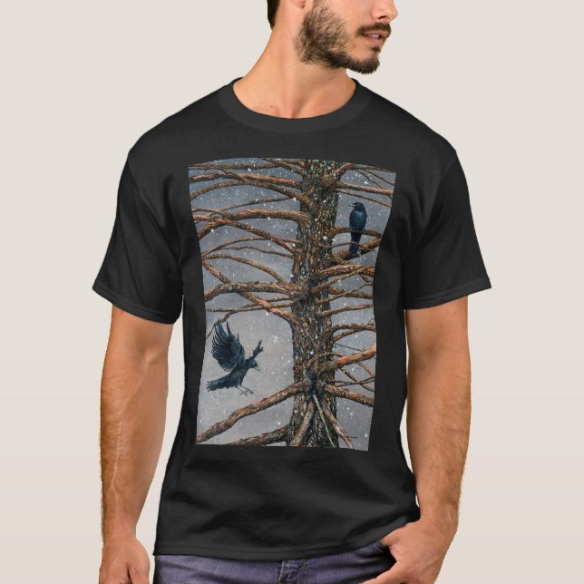 Corvus Corvidae och Cedar Clothing T Shirt (Framsida)