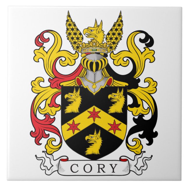 Cory familjvapensköld (irländare) kakelplatta (Framsidan)