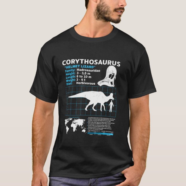 Corythosaurus faktablad Dinosaurie Fakta T Shirt (Framsida)