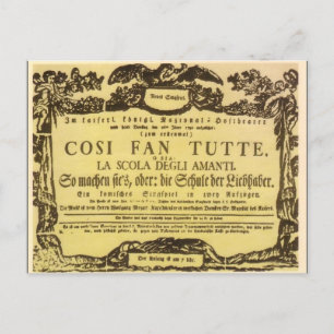 Così Fläkt Tutte Playbill (Mozart) Vykort