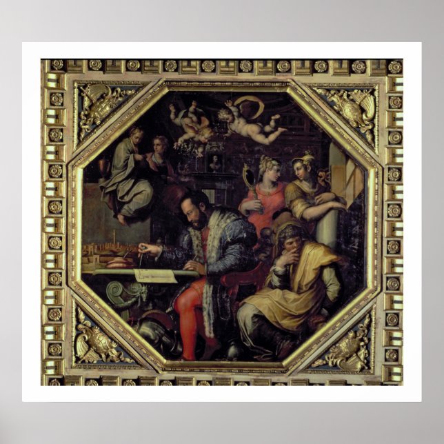 Cosimo I de'Medici (1519-74), som planerar för kon Poster (Framsidan)