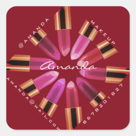 Cosmetica Makeup Shop Ro Rosa Lipstick Guld Fyrkantigt Klistermärke