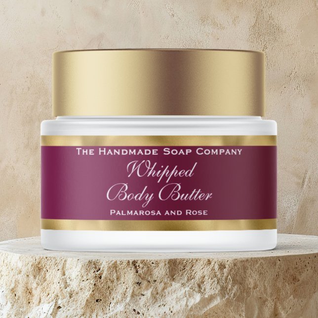 Cosmetics Body Butter Gold & Burgundy Jar Etikettband (Skapare uppladdad)