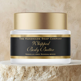 Cosmetics Body Butter Gold Foil and Black Jar Etikettband