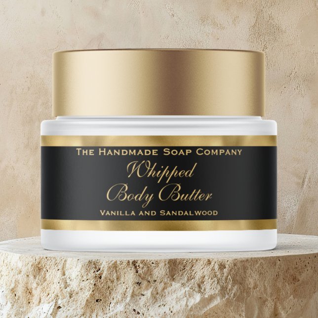 Cosmetics Body Butter Gold Foil and Black Jar Etikettband (Skapare uppladdad)