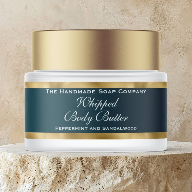 Cosmetics Body Butter Gold Foil & Teal Jar  Etikettband (Skapare uppladdad)